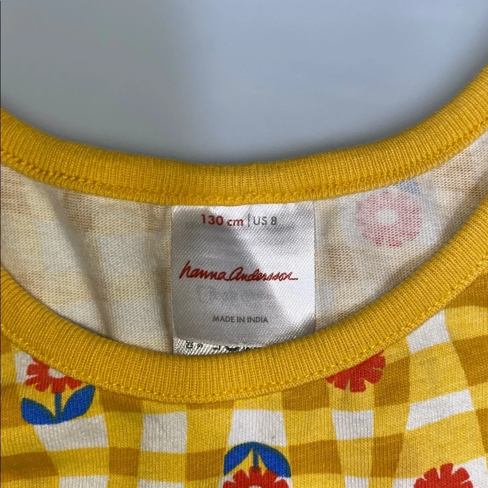 Hanna Andersson yellow wavy daisy sleeveless pocket dress sz8 - Picture 2 of 5